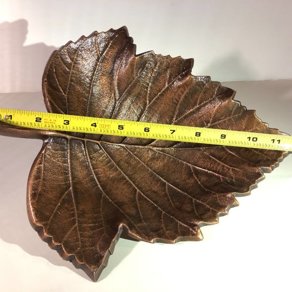 Beautiful Fall Decor! Large Metal Leaf Copper Decorative Bowl Display 12" - Picture 2 of 5
